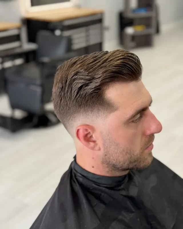 Low taper with a textured top, cut at Top Style
